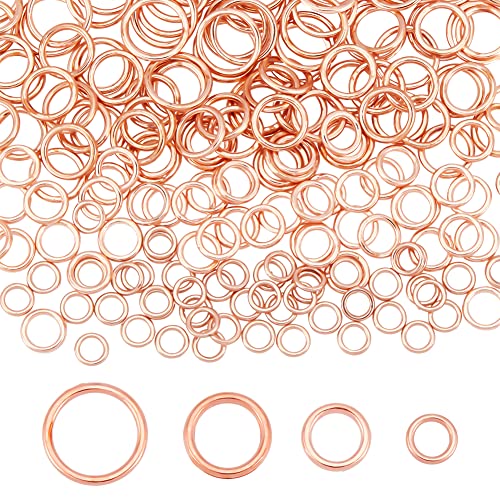 PandaHall 200 Stück Geschlossene Biegeringe 4 Größen Messing-Biegeringe Rotgold Geschlossene O-Ringe O-Ring-Anschlüsse Für Schlüsselanhänger Choker Ohrring Halsketten Armband Schmuckherstellung von PH PandaHall