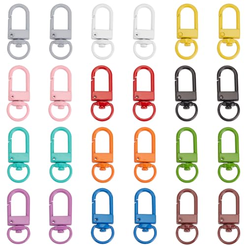 PandaHall 24 Stück 12 Farben Metall Hummer Krallenverschlüsse Drehbare Lanyards Trigger Snap Hooks Gurt Für Schlüsselbund Schlüsselringe DIY Taschen Schmuck Fundings Crafts von PH PandaHall