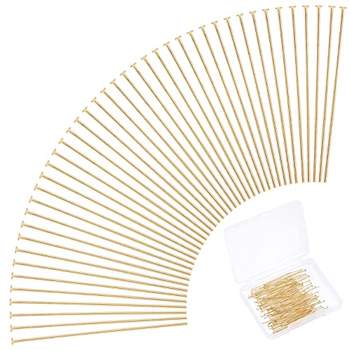 PandaHall 24K Gold Flachkopfstifte 100 Stück 304 Edelstahl 35 mm Schmuckherstellung Stifte 23 Gauge Perlenstift Biegbarer Drahtstift Für Ohrring Anhänger Armband Halskette Schmuck DIY Handwerk von PH PandaHall