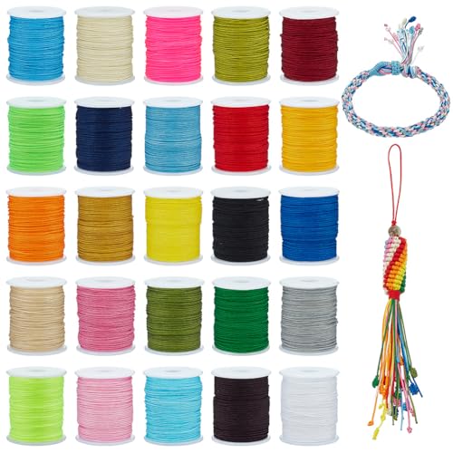 PandaHall 25 Farben 0.8mm Nylon String Beading Thread Chinesisches Knoten Kumihimo Makrame Schnur Wind Chime Jalousien Schnur Nylon Beading Cord für Makrame Freundschaft Armbänder Weihnachtsschmuck von PH PandaHall