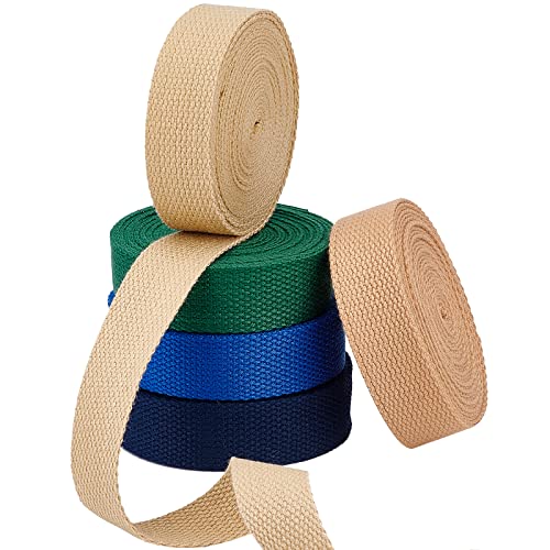 PandaHall 25 Yard Schweres Baumwollgurtband 1" Gurtbandrolle Mit Fischgrätenmuster 5 Farben Natürliches Baumwoll Twillband Nähen Twillband Für Schürze DIY Handwerk Nähen Schneidern Taschen Herstellen von PH PandaHall