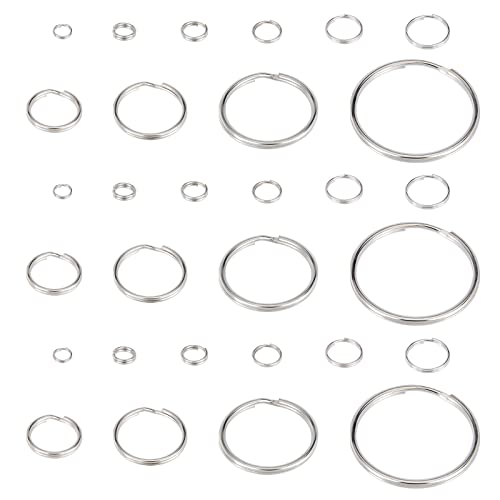 PandaHall 260pcs Eisen Doppel Loops Biegeringe, 5/6/7/8/10/12/15/20/25 / 35mm Metallspaltringe Schmuckstecker Split Schlüsselanhänger für Ohrring Armband Schmuckherstellung Schlüsselbund, Platin von PH PandaHall