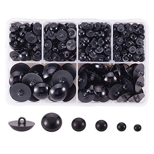 PandaHall 298PCS 8.3mm-12.9mm Schwarzer Kunststoff Solid Safety Eyes Nähen Crafting Eyes Buttons Für Bear Doll Puppet Plüsch Animal Toy von PH PandaHall