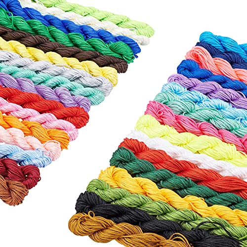 PandaHall 31 Farben 1mm Nylon Makramee Faden Perlenschnur Schnur Knotenschnur Für Haarflechten, Chinesischer Knoten, Freundschaft Armband Machen, 850 Yard Total von PH PandaHall