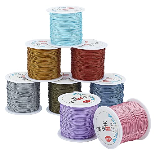 PandaHall 393 Yard/360 m 0.8 mm Nylon-Perlenschnur 8 Farben Chinesische Knotenschnur Makramee-Nylonschnur Für Kumihimo Geflochtene Armbänder Halsketten Makramee-Handwerk Windspiel Schmuckherstellung von PH PandaHall