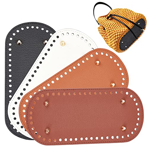 PandaHall 4 Stück Gehäkelter Taschenboden 4 Farben PU-Leder Oval Tasche 8.77x4 Zoll Bodenpolster Ledertasche Boden Basis Stricken Häkeln Basis Geldbörse Boden Mit Löchern Zum Selbermachen Häkeln von PH PandaHall