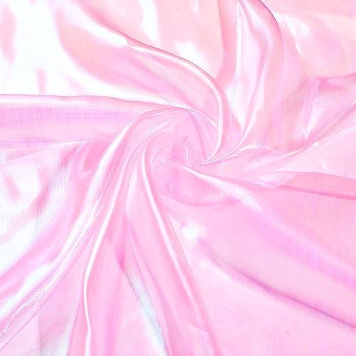 PandaHall 4.3 Yards/4m Rosa Gazestoff Organza-Spitzenstoff Schillerndes Organza-Tuch Magisch Glänzendes Stoffband Für Kleid Bühnenshow Kostüm Hochzeit Dekoration DIY-Handwerk 1.5 m Breit von PH PandaHall