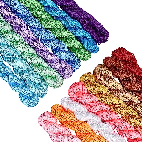 PandaHall 448 Yards/416m 1mm Nylonschnur Chinesische Knotenschnur Geflochtene Perlenschnur Nylon-Kumihimo-Makramee-Faden Schnur Für Freundschaftsarmband Schmuckherstellung Weihnachtsbaumschmuck von PH PandaHall