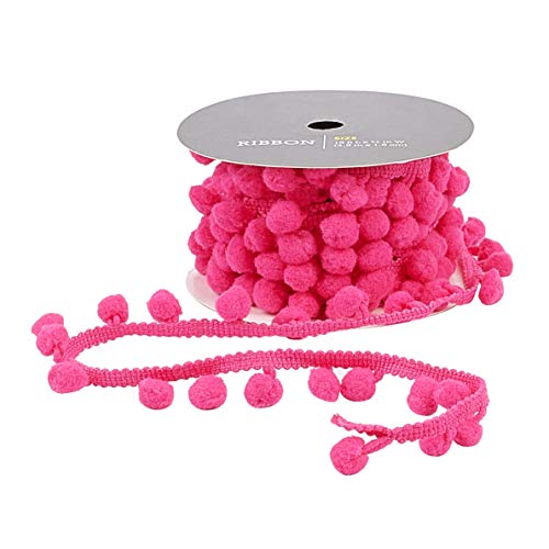 PandaHall 5 Yards/4,5m Pom Poms Bälle Fransenbesatz, Bastel-Nähband Pom Poms Quaste Spitze für Kleidung Kissen Vorhänge Heimwerker-Nähzubehör, 5mm breit, Kirschrot von PandaHall