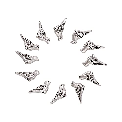 PandaHall 50 Stück Legierung Vogel-Abstandshalter Perlen Antik-Silber Metall Charms Anhänger Lovely Tier lose Spacer Perlen für DIY Schmuckherstellung von PH PandaHall