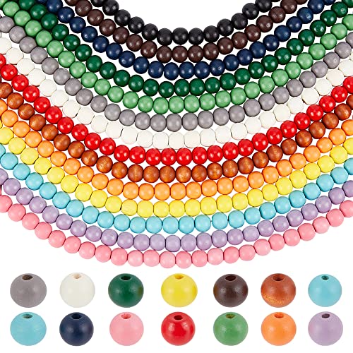 PandaHall 574 Stück 10mm Bunte Holzperlen, 14 Farben Runde Holz-Bastelperlen Große Loch Holz Abstandsperlen für DIY Saisonale Frühlings Ostern Home-Party-Dekoration, Basteln von PH PandaHall