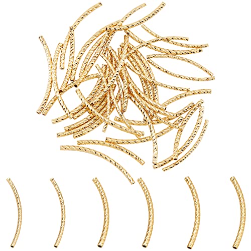 PandaHall 60 Stück 18K Gold Tube Spacer Beads 3 Styles Curved Noodle Beads Langlebige Messing Twist Spacer Beads Für Memory Wire Halskette Armband Schmuckherstellung 30/35mm von PandaHall