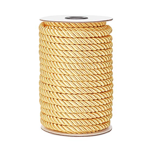 PandaHall 20m 8mm Cord Trim Gold Dekoratives Seil Atlaskordel Atlasschnur Kordelschnur Für Vorhang Raffhalter, Polster, Ehrenschnur, Weihnachtsgirlande, Handtaschen Griffe von PandaHall