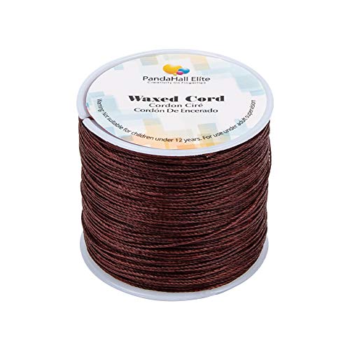 PandaHall Elite 106m / Rolle 0.5mm Runde gewachste Baumwollschnur Faden Friesen String Spool für Schmuckherstellung und Macrame Supplies Coconut Brown von PH PandaHall