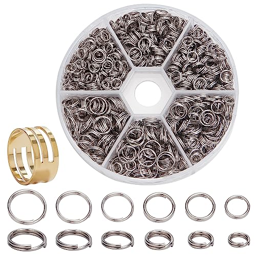 PandaHall Elite 1120 STK 304 Edelstahl Split Ringe Double Loop Jump Ring Außendurchmesser 5-8mm 1 Box für Schmuck Machen von PandaHall