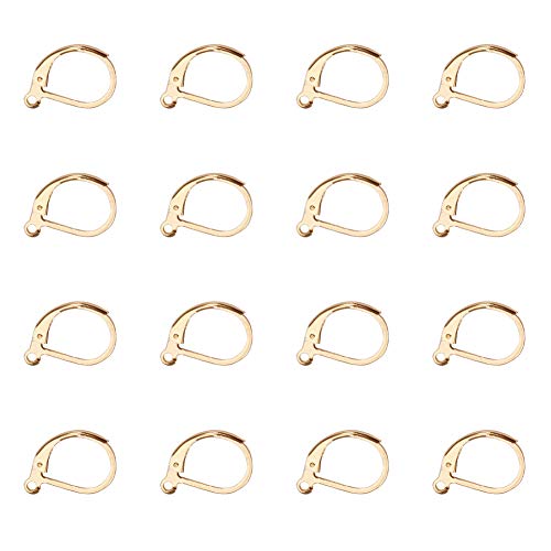 PandaHall 30Pcs Gold Französisch Ohrring Haken Edelstahl Leverback Hoop Ohrringe Ohrring 15x10mm für Dangle Ohrring Schmuck Herstellung von PH PandaHall