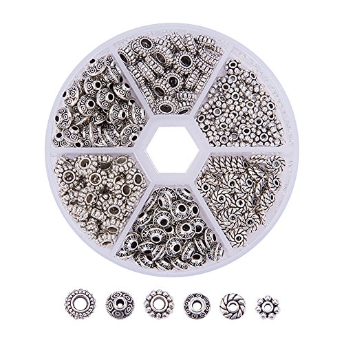 PandaHall Elite 300 Stück Tibetische Mixed Metallperlen Spacer Perlen für Basteln DIY Schmuck Antikes Silber von PH PandaHall