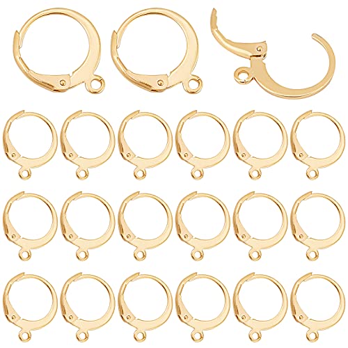 PandaHall Elite 50 Stück 304 Edelstahl Hebel Zurück Hoop Ohrring für DIY Schmuckherstellung, 14,5x12mm, Loch: 1mm; Stift: 0.8x1mm, Golden von PH PandaHall