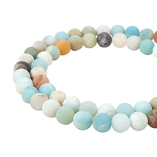 PandaHall 1 Strang Natürliche Amazonite Perlen 8mm Runde Naturperlen Matt ungefärbte natürliche Spacer Perlen für Armband Halskette Schmuckherstellung, Loch: 1mm von PH PandaHall