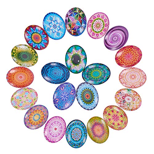 PandaHall 40pcs Ovale Cabochons, 40 x 30mm Halbrunde Fliesen Große Kaleidoskop Glas Cabochons Kuppel Edelsteine für Foto Cameo Anhänger Schmuck Making Handwerk Scrapbooking von PH PandaHall