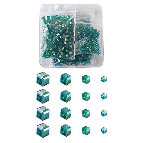 PandaHall Facettierte Kristallglasperlen in Würfelform, 2/4/6/8 mm, AB-Farbbeschichtung, quadratisch, galvanisiert, Glasperlen, Abstandshalter, Perlen von PH PandaHall