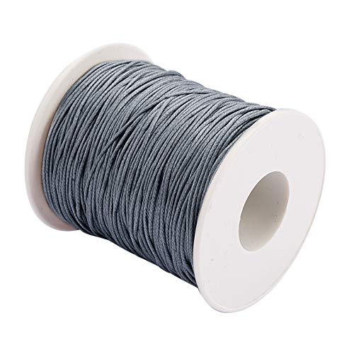 PH PandaHall 1 Rolle 1mm Waxed Cotton Cord Gewachstem Baumwollfaden Schnur Perlenschnur für Schmuckherstellung Crafting Perlen Makramee, 100yards/Rolle, Grau von PandaHall