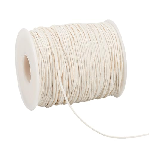 PH PandaHall 100 Yards 1mm Gewachster Baumwollfaden Bastelschnur Perlenschnur für Armband, Halskette, Makrame, Schmuck Herstellung, Basteln, Perlen, Beige von PandaHall