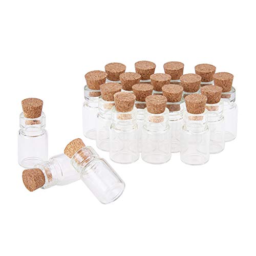 PandaHall 20pcs Mini Glasflaschen, Mini Glasflaschen mit Kork Stopper klare Fläschchen Glas Gefälligkeitsgläser für Hochzeit Gefälligkeiten DIY Handwerk Weihnachten Geburtstag (18x10mm) von PH PandaHall