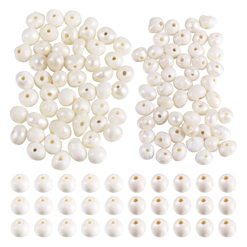 PandaHall Natürliche Süßwasser-Zuchtperlen, Kartoffelform, beige, Barockperlen für Hochzeit, Armband, Halskette, Ohrringe, Schmuckherstellung, 100 Stück von PH PandaHall