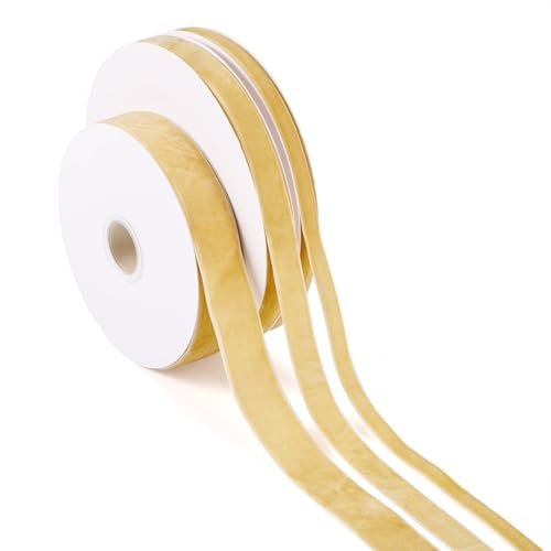 PandaHall Samtband, 10/15/25 mm breit, einseitiges Satinband für Geschenkverpackungen, Haarschleife, Clip, Nähen, Hochzeitsdekoration, 3 Rollen von PH PandaHall