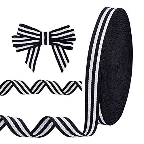 PH PandaHall Schwarz-Weiß Gestreiftes Band 50 Yard Grosgrain Stoffband Streifen Bastelband Rolle Für Geschenkverpackung Kuchen Hochzeit Blumendekoration Schleifen Weihnachtsdekoration Halloween von PH PandaHall