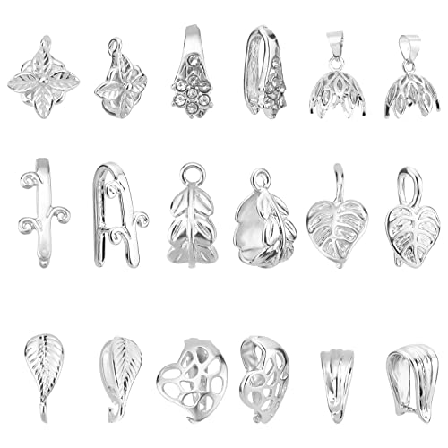 PandaHall Snap On Bails, 36 Stück 9 Stile Messing Prise Clip Bügelverschluss Baumeln Charm Perlen Anhänger Stecker Metall Schmuckverschlüsse Für DIY Halskette Armband Schmuck DIY Craft Making von PH PandaHall