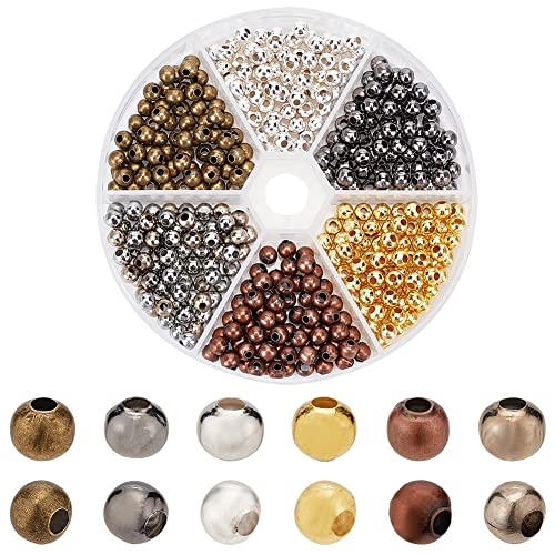 PandaHall Über 420 stücke 6 Farben 5mm Eisen Runde Spacer Perlen Glatte Runde Kleine Metall Perlen für Halsketten Armbänder Schmuckherstellung von PH PandaHall