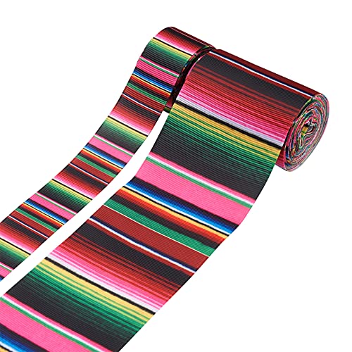 Pandahall 2 Rollen Fiesta-Band, mexikanisches Serape-Band, bunte Regenbogenstreifen, Ripsband-Spitze für DIY-Geschenkverpackungen, Herbsthandwerk (2 Größen, 1 Zoll/2,48 Zoll Breite, 5 Yards/Rolle) von PandaHall