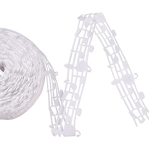 Pandahall 20 Yards Polyesterband mit Musiknoten, hohl, 3,8 cm, Ripsband, Kleidungsbesatz, Zubehör für Geschenkverpackungen, Musikthema, Heim-Party-Dekoration von PandaHall