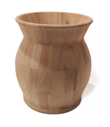 Pandecor Amphore aus Holz 18 x 21 cm - Vase - Dekoration - Rund - Rustikal - Einfarbig - Unbehandelt - Light Wood von Pandecor