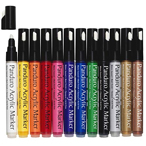 Panduro Acrylic Markers 12er-Packung Acrylstifte zum Steine bemalen, wasserfeste Farbe für draußen, Permanent Marker, DIY, Basteln, Malen von Panduro