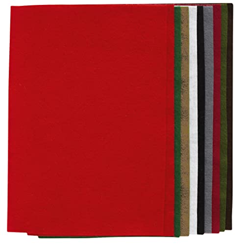 Panduro Weihnachts Bastelfilz Set, 10 Blatt Bunte Filzplatten zum Basteln, Filzstoff aus 30% Wolle und 70% Viskose, 20×30 cm, Bastelset in bunten Winter Farben von Panduro