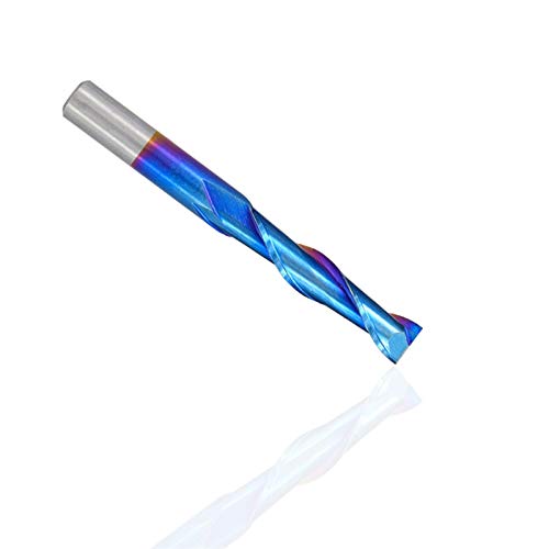 PYouo-bestes Router-Bit Flache Endmühle 6mm Schaft Nano Blau beschichtet 2 Flöte Spiralfräser Cutter Carbide Router Bit CNC End Fräsbit, Langlebige Produkte (Cutting Edge Length : 6x72x100) von Pangyoo