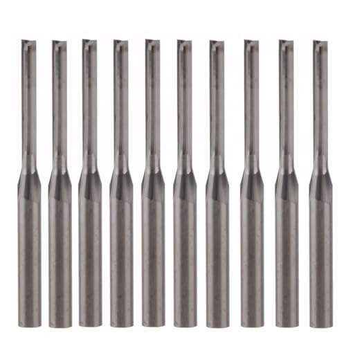 Pangyoo 10 Stücke 3,175mm 4mm 5mm 6mm 8mm Schaft Zwei Flöten Gerade Schaftfräser Holz Fräser 2 Flöten Bits CNC Fräser(10x32x70L) von Pangyoo