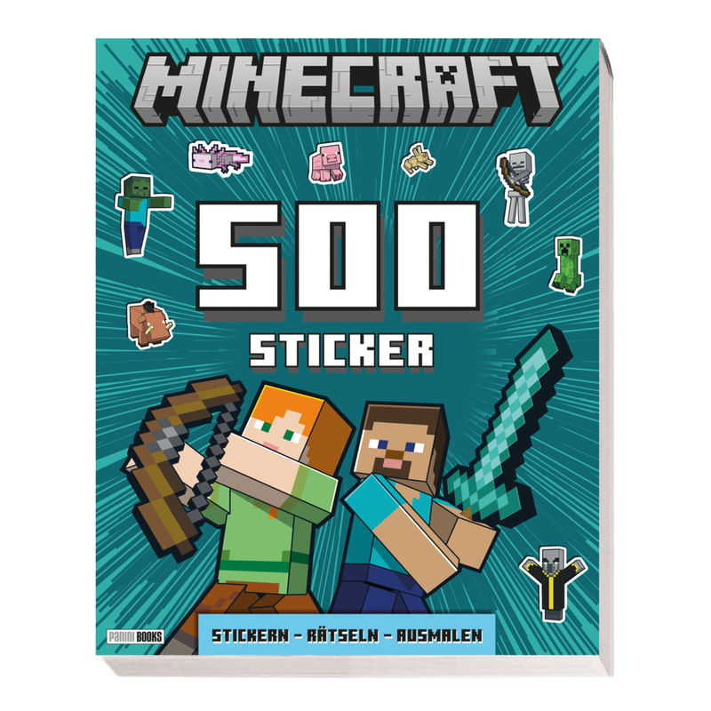 Minecraft: 500 Sticker- Stickern - Rätseln - Ausmalen - Panini, Kartoniert (TB) von Panini Books