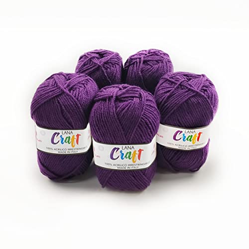 Panini Tessuti, 5 Knäuel Wollle Craft - für Handarbeiten n 3.5 und 4.Gewicht 50g, Länge 133 m - Do it yourself, Garn, Wolle, Pullover, Mützen, Socken von Panini Tessuti