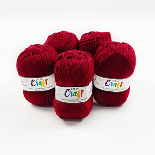 Panini Tessuti, 5 Knäuel Wollle Craft - für Handarbeiten n 3.5 und 4.Gewicht 50g, Länge 133 m - Do it yourself, Garn, Wolle, Pullover, Mützen, Socken von Panini Tessuti