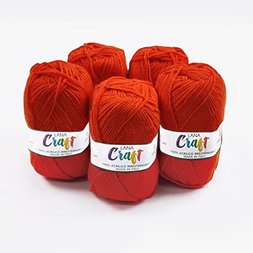 Panini Tessuti, 5 Knäuel Wollle Craft - für Handarbeiten n 3.5 und 4.Gewicht 50g, Länge 133 m - Do it yourself, Garn, Wolle, Pullover, Mützen, Socken von Panini Tessuti