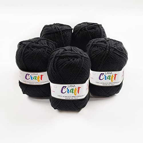 Panini Tessuti, 5 Knäuel Wollle Craft - für Handarbeiten n 3.5 und 4.Gewicht 50g, Länge 133 m - Do it yourself, Garn, Wolle, Pullover, Mützen, Socken von Panini Tessuti