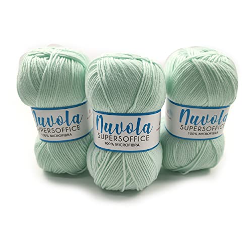 Panini Tessuti, Wolle Nuvola Supersoffice 300 g (3 x 100 g) - 100% antipilling Mikrofaser - Oeko-Tex-Zertifikat - DIY Handmade Häkelnadel von Panini Tessuti