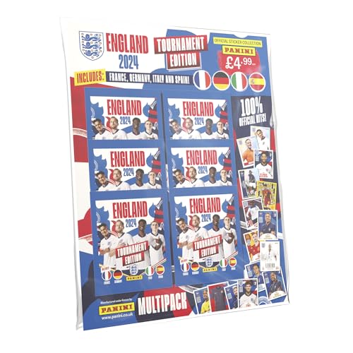 England 2024 Tournament Edition Offizielle Aufkleberkollektion – Multipack gemischt von Panini