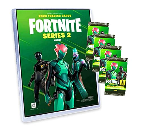 Panini Fortnite Karten Serie 2 Trading Cards - Sammelkarten (1 Mappe + 4 Booster) von Panini