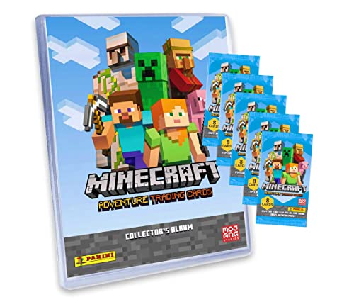 Panini Minecraft Trading Cards - Sammelkarten Adventure Serie 1 - Karten Auswahl (1 Mappe + 5 Booster) von Panini