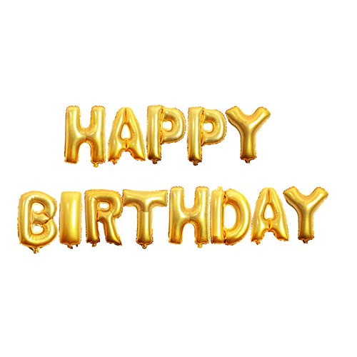 40,6 cm 13 Stück Happy Birthday Banner Alphabet Happy Birthday Luftballons Banner für Geburtstagsparty Dekoration Ballons Happy Birthday Buchstaben Folienballons Girlande Themenparty Baloons UK (Gold) von Pannu Design